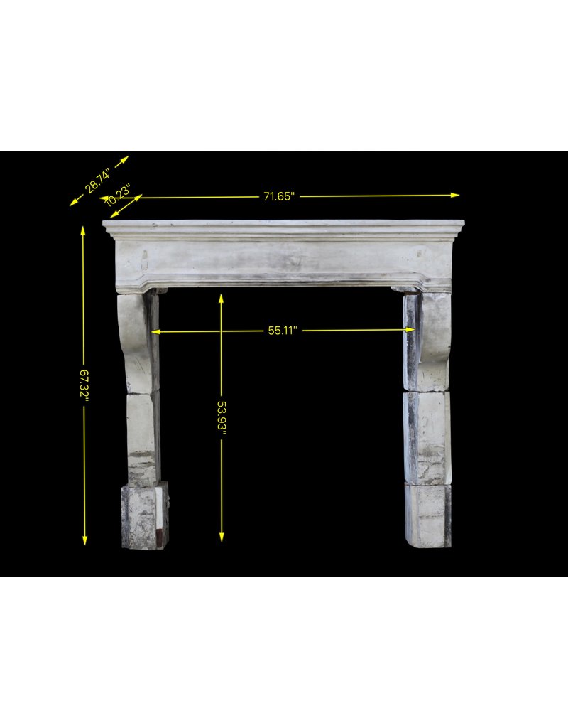 Vintage French Campagnard Limestone Fireplace Mantle