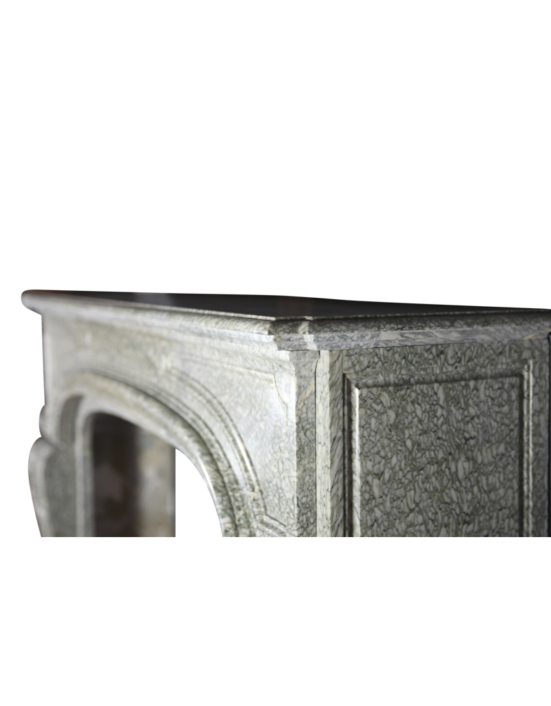 French Campan Vert Marble Vintage Fireplace Surround