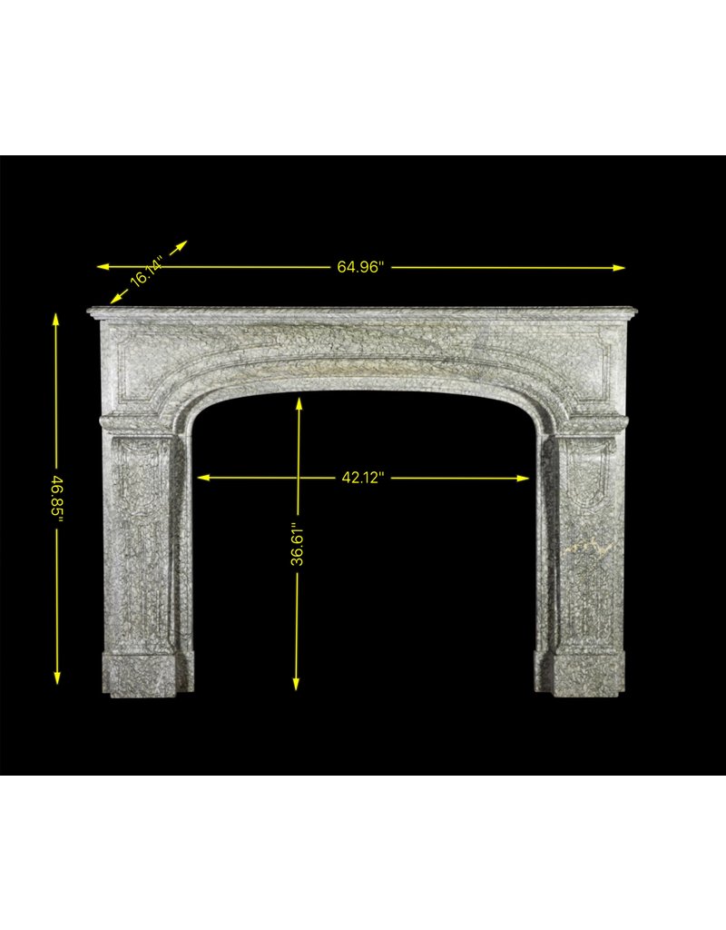 French Campan Vert Marble Vintage Fireplace Surround