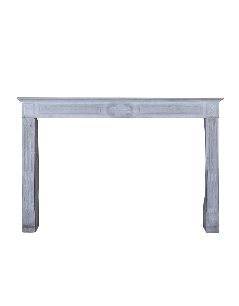 19Th Century Bleu-Grey Color Hard Limestone Fireplace Surround