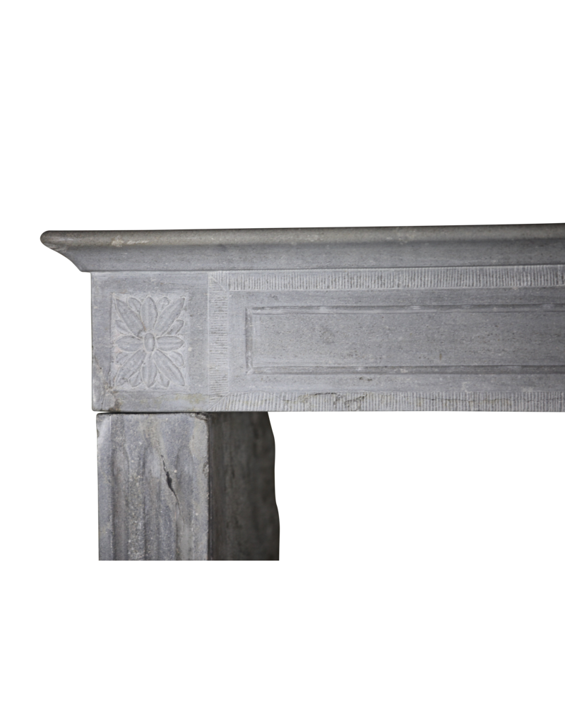 19Th Century Bleu-Grey Color Hard Limestone Fireplace Surround