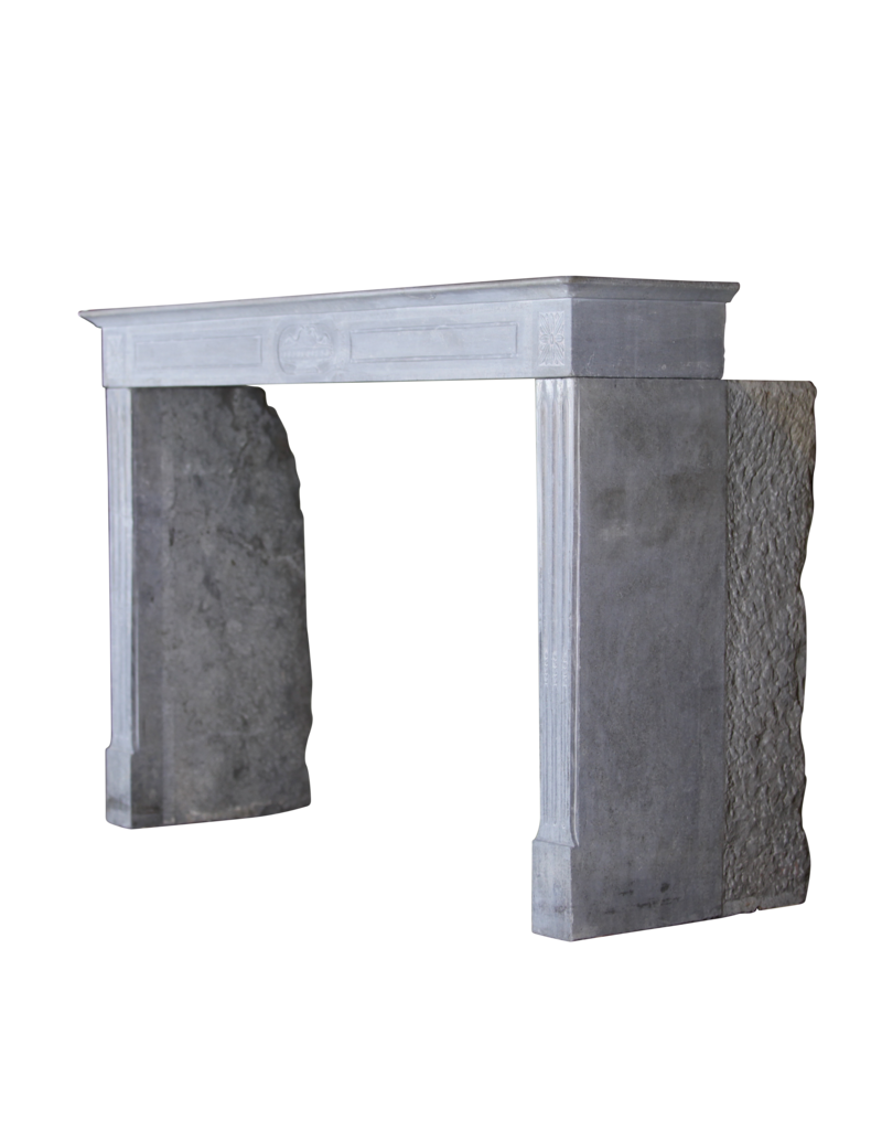 19Th Century Bleu-Grey Color Hard Limestone Fireplace Surround