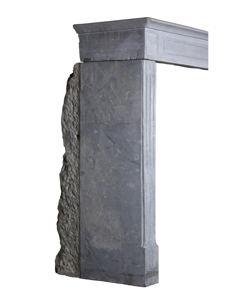 19Th Century Bleu-Grey Color Hard Limestone Fireplace Surround