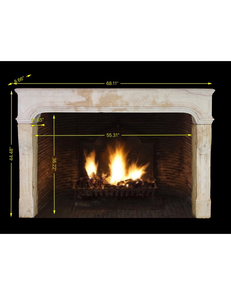 French Country Limestone Antique Fireplace Surround