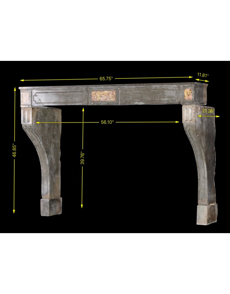 Zweifarbig Französisch Antiken Stein Kamin