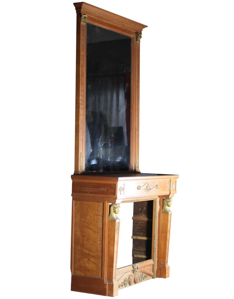 Cheminée Vintage En Bois Avec Miroir