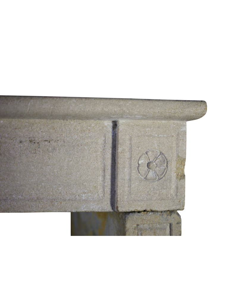 French Naive Country Limestone Fireplace Surround