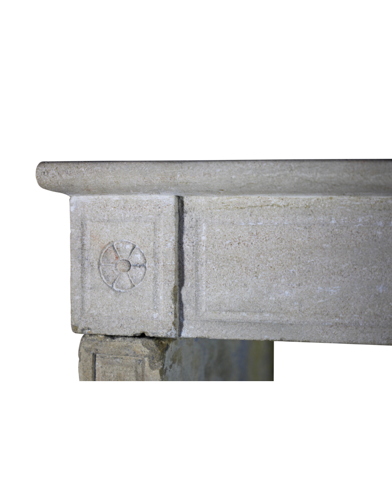 French Naive Country Limestone Fireplace Surround