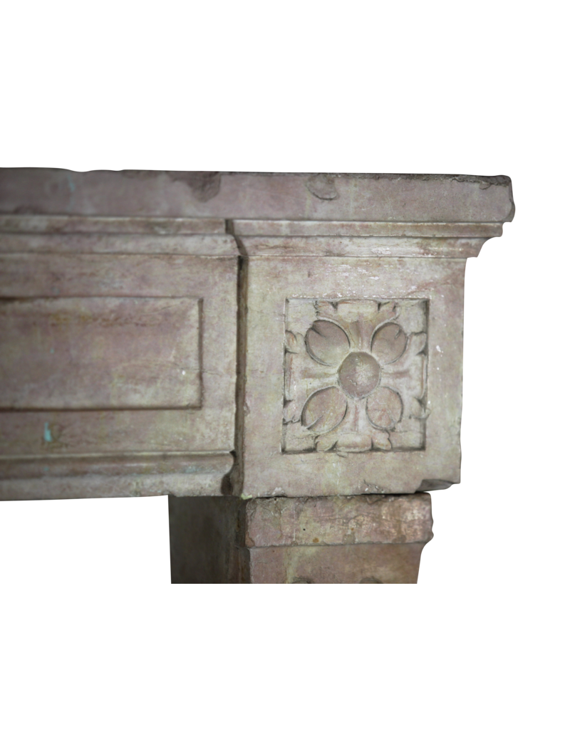 French Pink Marble Stone Vintage Fireplace Surround