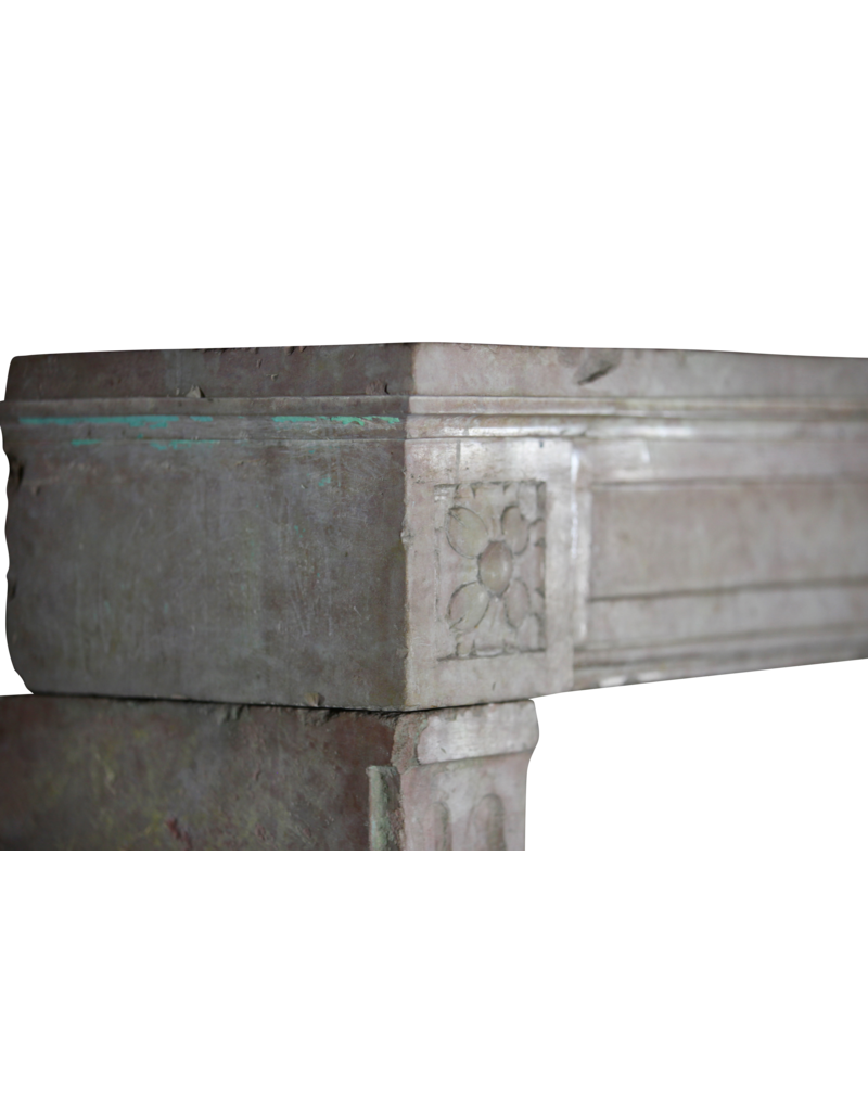 French Pink Marble Stone Vintage Fireplace Surround