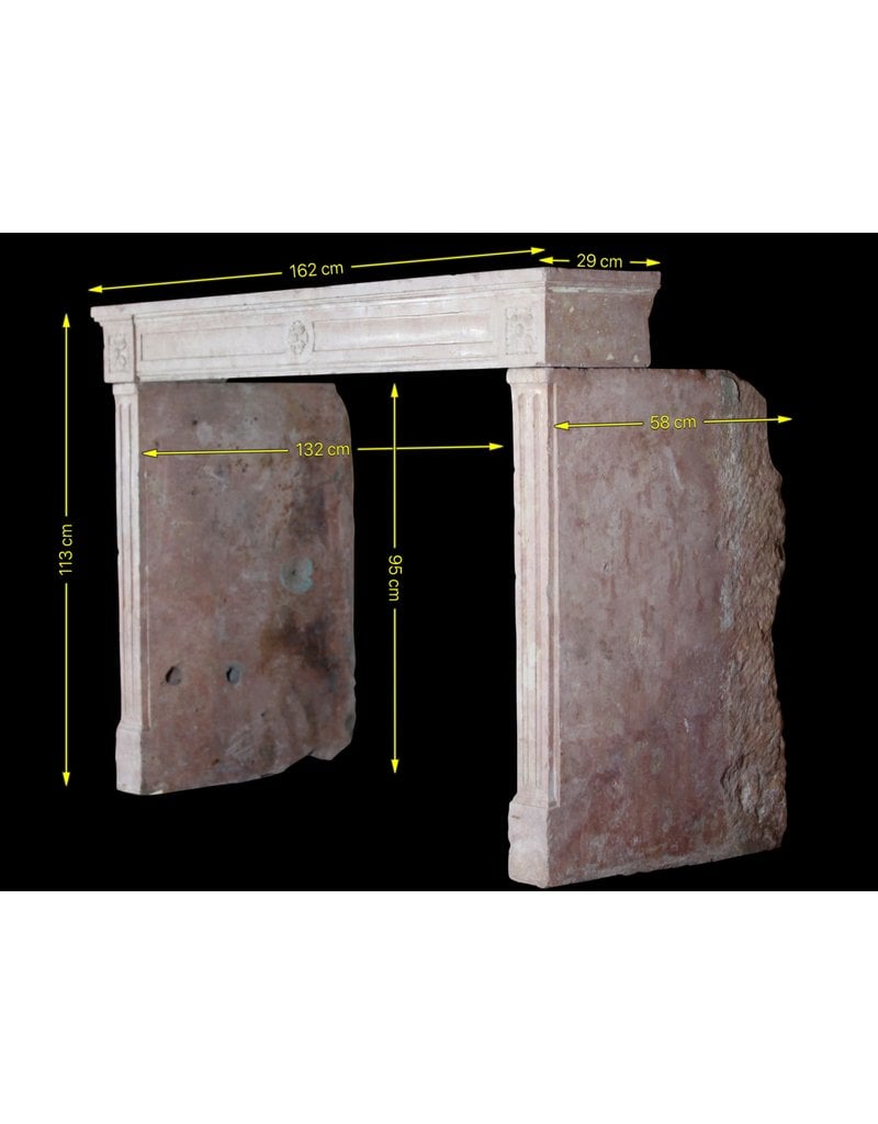 French Pink Marble Stone Vintage Fireplace Surround