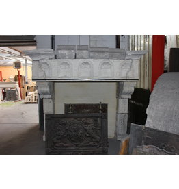 Maison Leon Van den Bogaert Groß Französisch Landstil Jahrgang Kalkstein Kamin Maske
