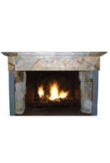 Massive French Country Style Antique Fireplace Surround In Hard Limestone