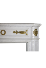 A Statuary White Marble French Vintage Fireplace Surround With Brass