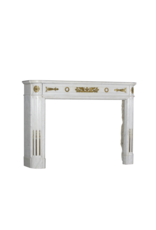 The Antique Fireplace Bank A Statuary White Marble French Vintage Fireplace Surround With Brass