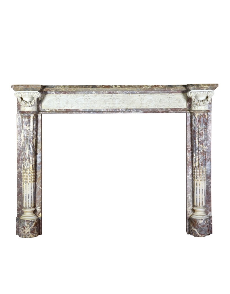 18Th Century Grand Quality Bicolor Marble Antique Fireplace Surround