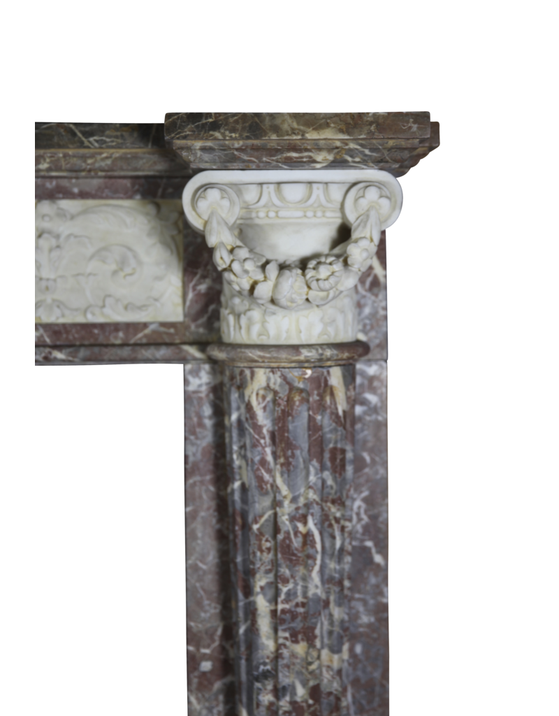 18Th Century Grand Quality Bicolor Marble Antique Fireplace Surround