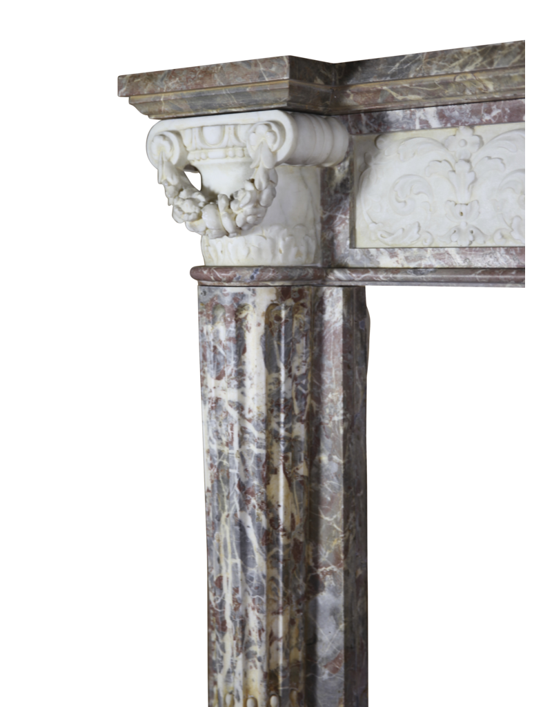 18Th Century Grand Quality Bicolor Marble Antique Fireplace Surround