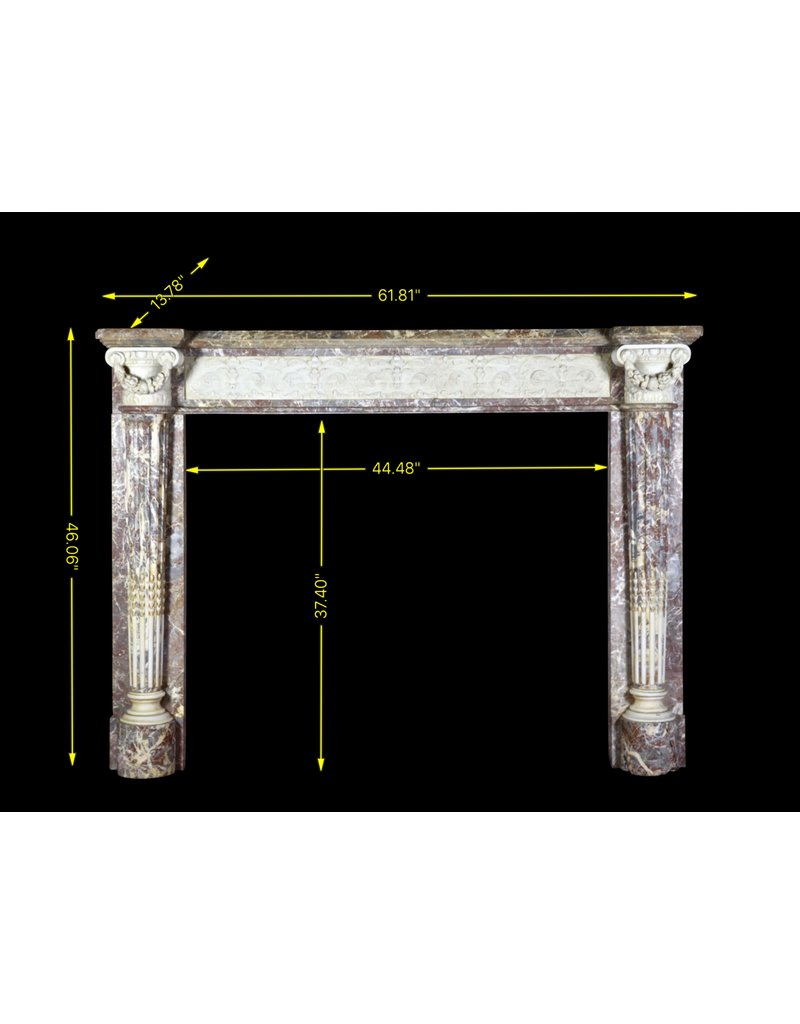 18Th Century Grand Quality Bicolor Marble Antique Fireplace Surround