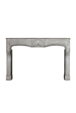 Grand 18Th Century French Antique Fireplace Surround In French Bleu Grey Hard Limestone
