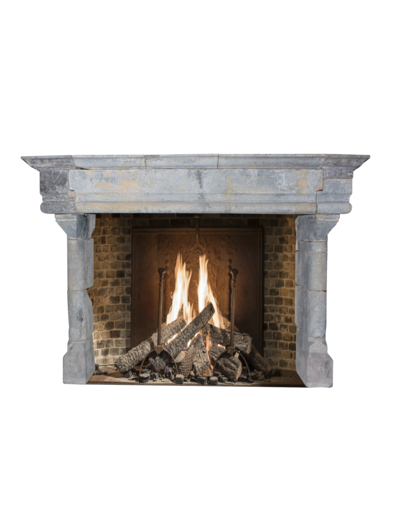 Grand French Vintage Fireplace Surround In Hard Limestone