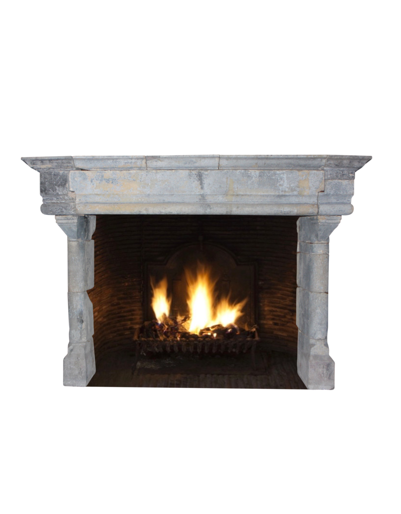 Grand French Vintage Fireplace Surround In Hard Limestone