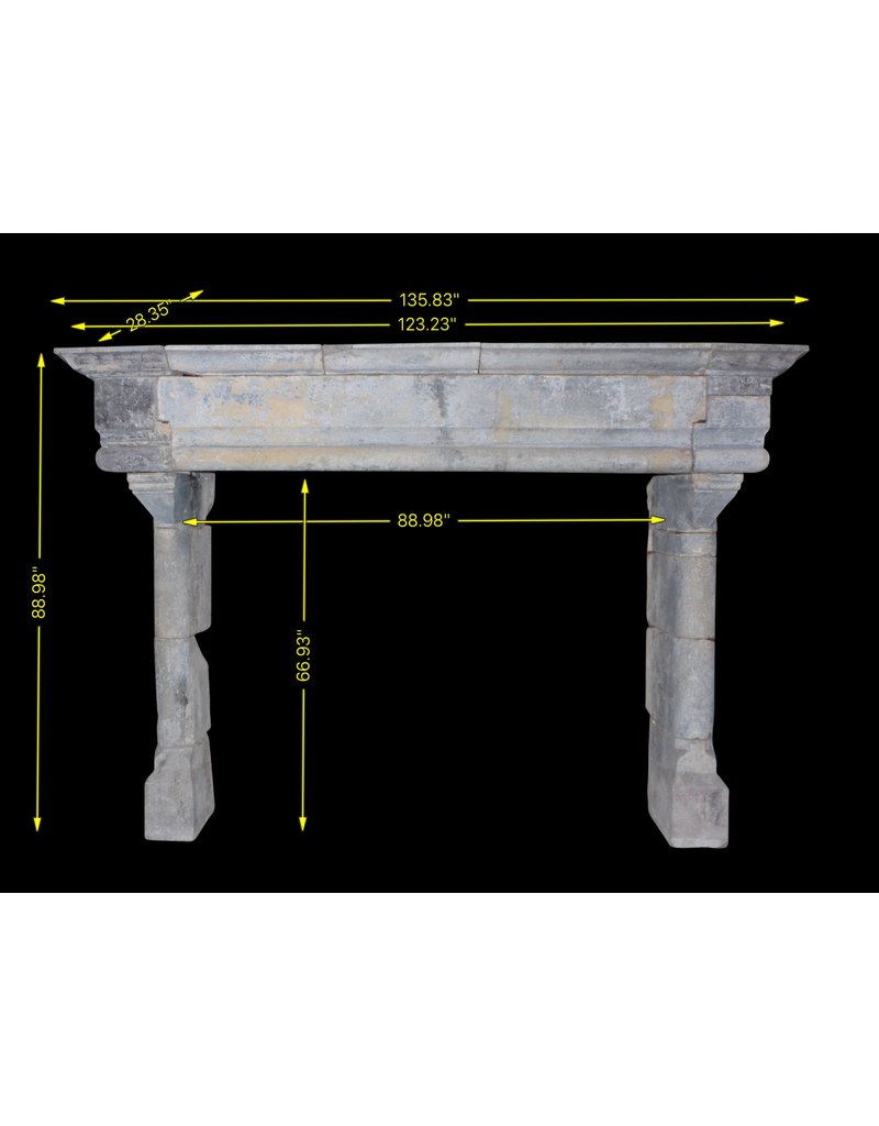 Grand French Vintage Fireplace Surround In Hard Limestone