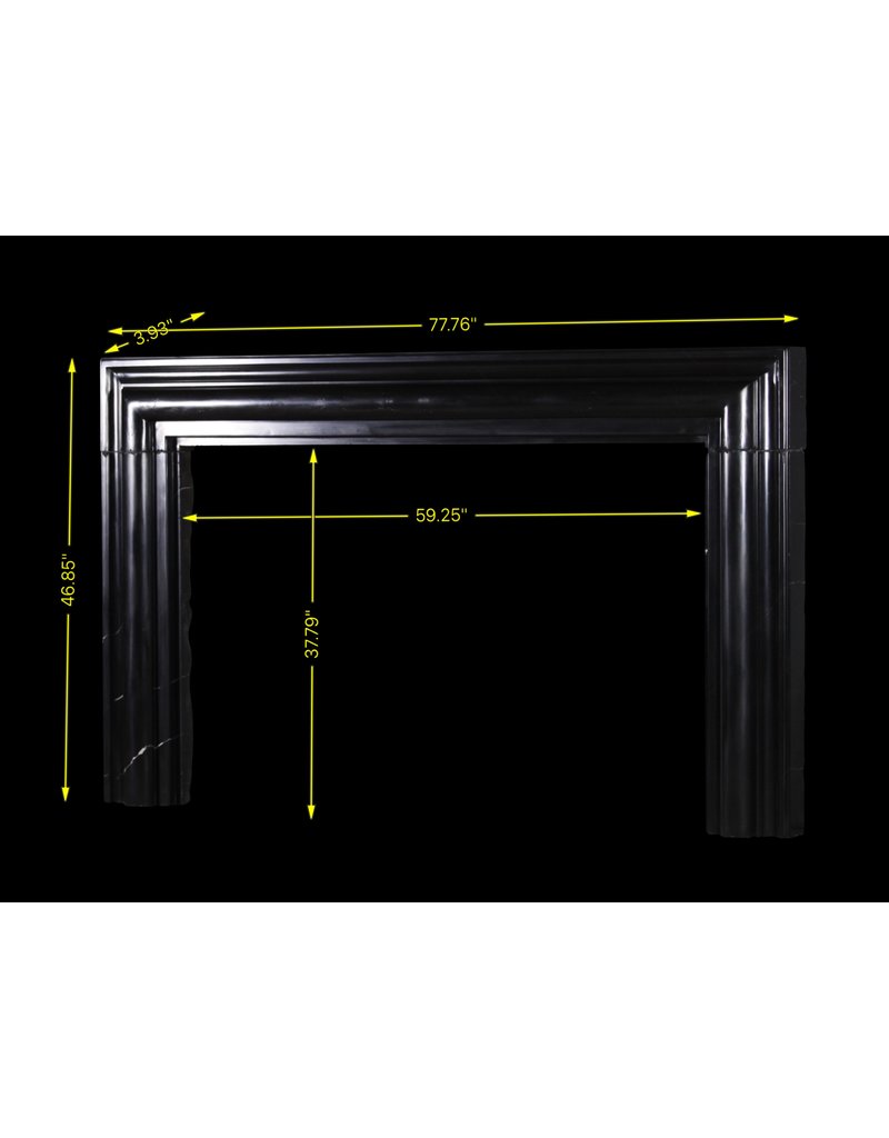 Grand Black Belgian Marble Bolection Fireplace Surround