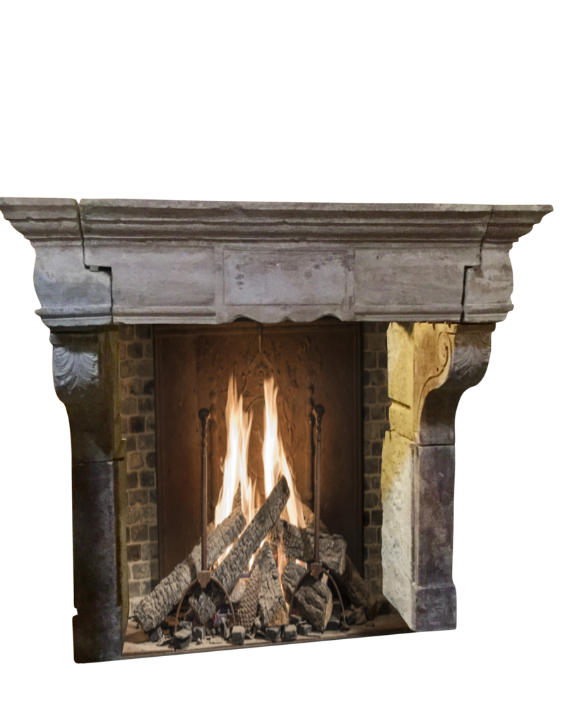 French Renaiscance Period Vintage Fireplace Surround In Limestone