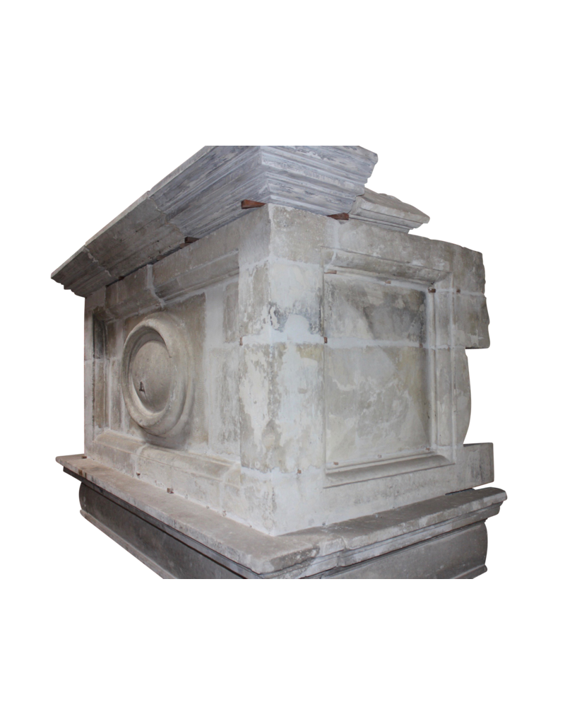 Strong 17Th Century French Antique Fireplace Surround In Limestone