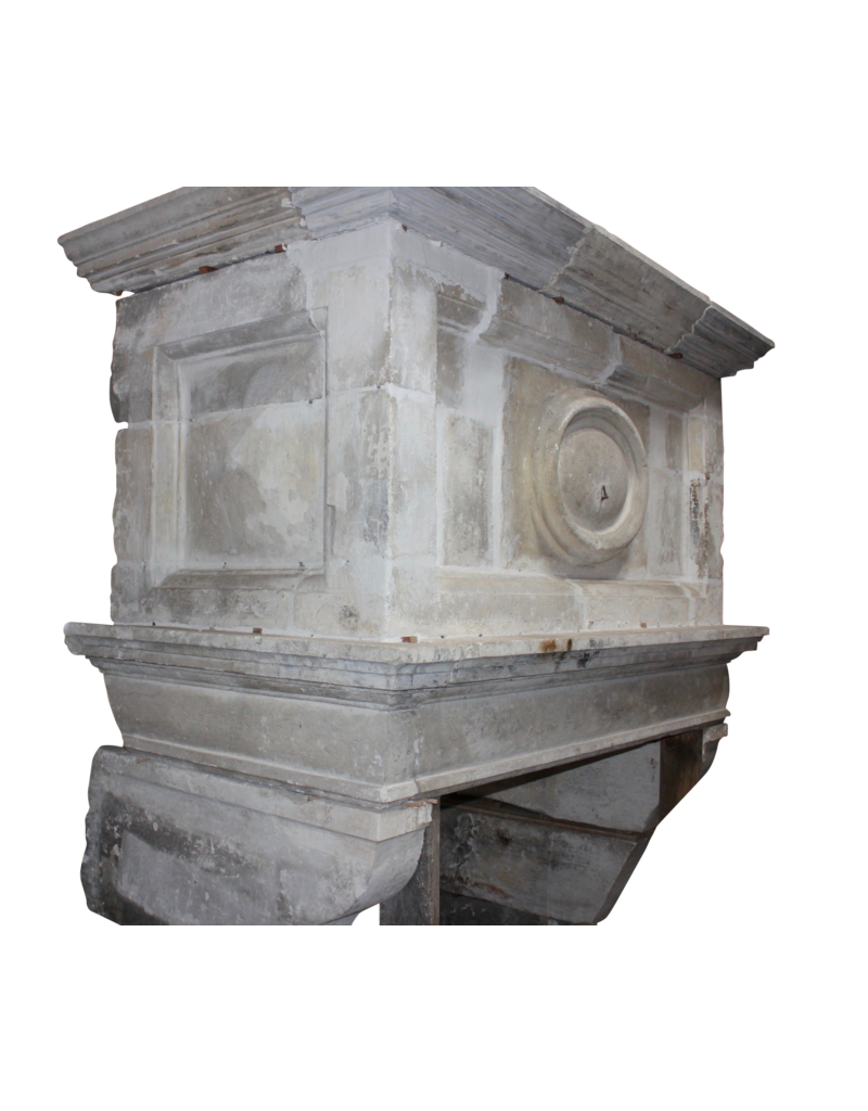 Strong 17Th Century French Antique Fireplace Surround In Limestone