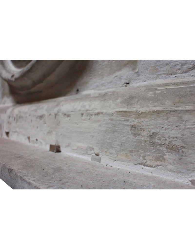 Strong 17Th Century French Antique Fireplace Surround In Limestone