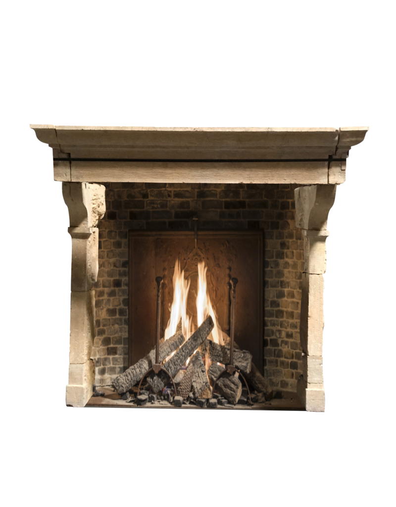 17Th Century French Country Limestone Fireplace Surround