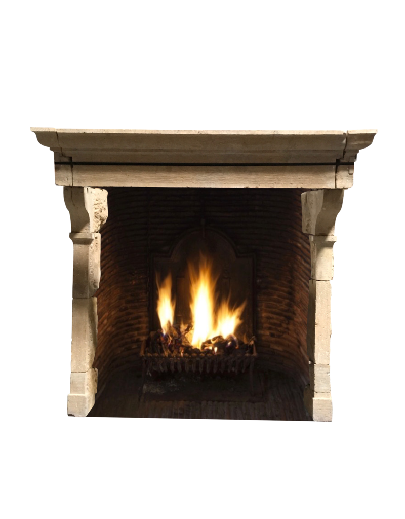 17Th Century French Country Limestone Fireplace Surround