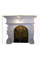 Antique Fireplace Surround In White Marble With Statues