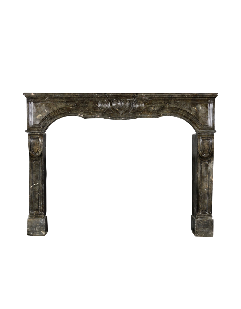 17Th Century Chique French Fireplace Surround In Dark Fossil Stone