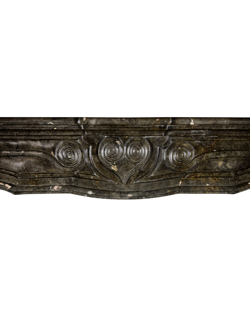 17Th Century Chique French Fireplace Surround In Dark Fossil Stone