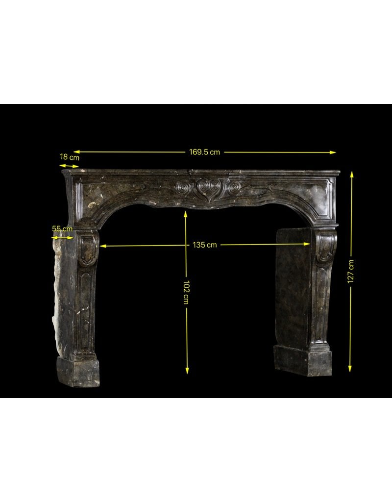 17Th Century Chique French Fireplace Surround In Dark Fossil Stone