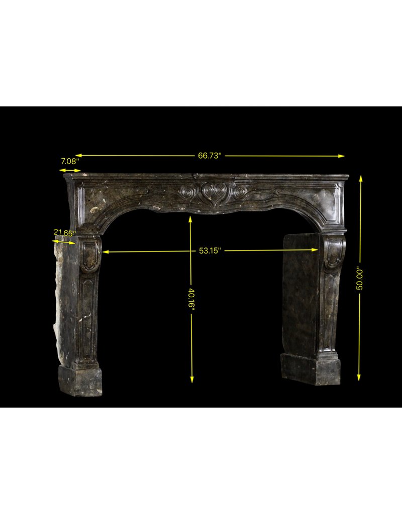 17Th Century Chique French Fireplace Surround In Dark Fossil Stone