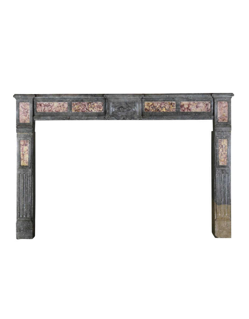 Bicolor French Antique Stone Fireplace Surround