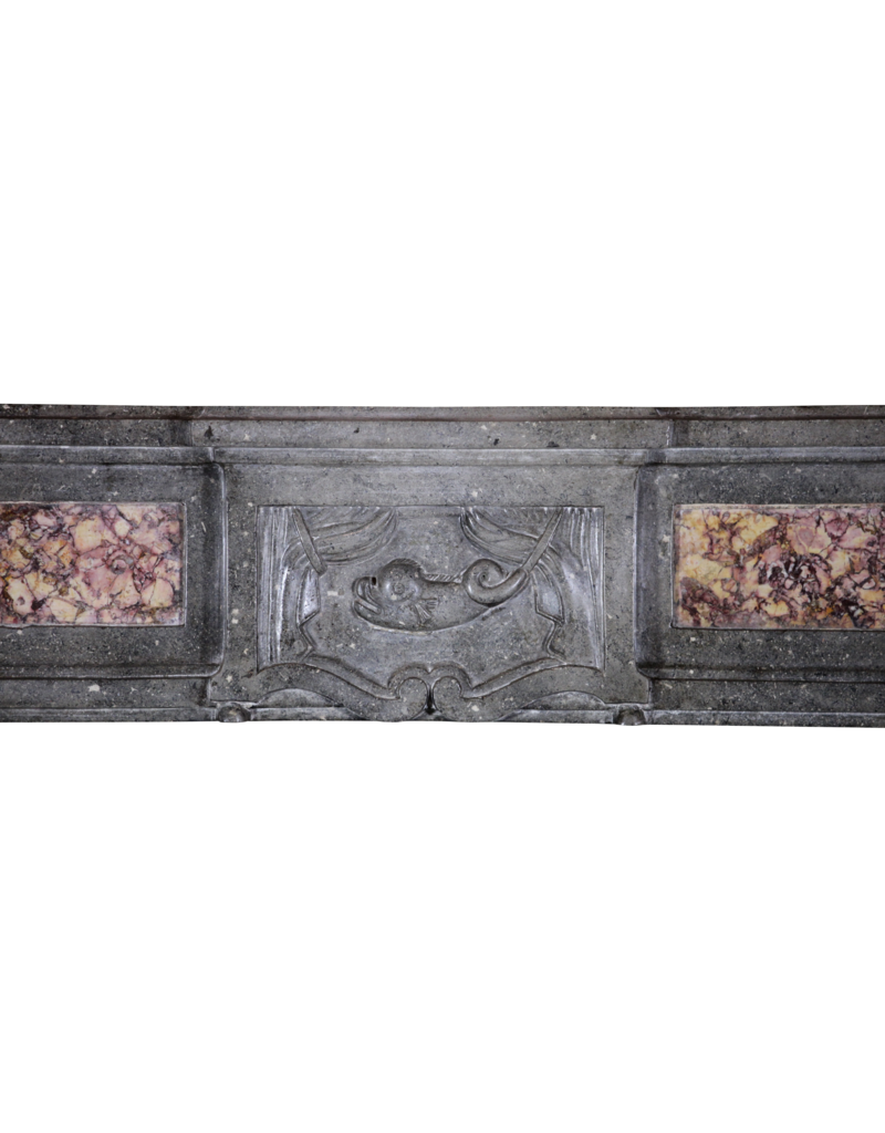 Maison Leon Van den Bogaert Bicolor French Antique Stone Fireplace Surround