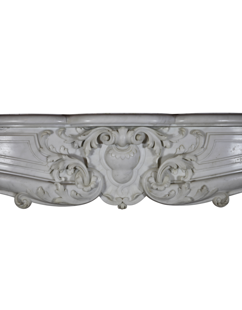 French 18Th Century Period White Statuary Marble Fireplace Surround