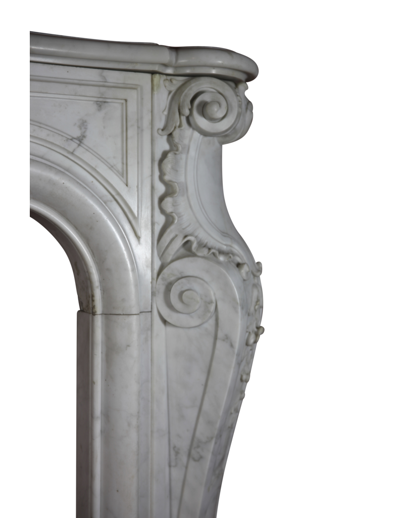 French 18Th Century Period White Statuary Marble Fireplace Surround