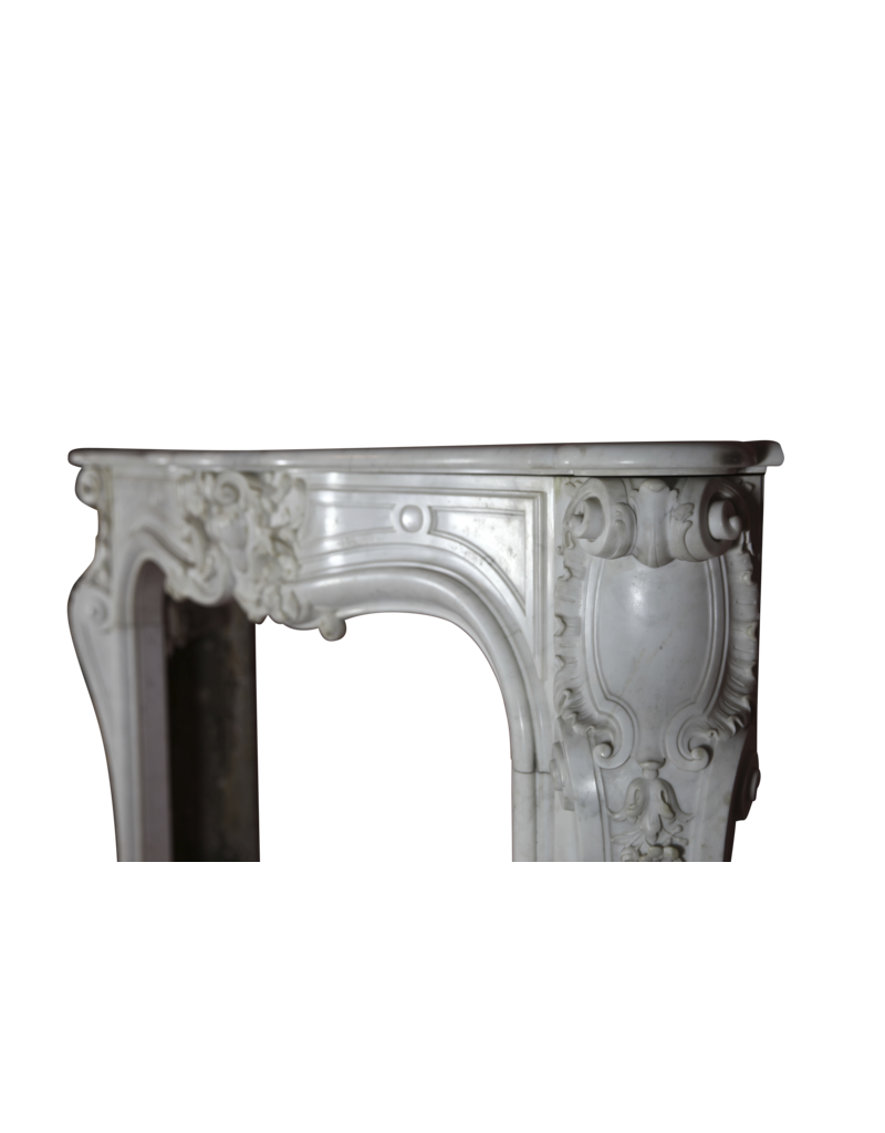 French 18Th Century Period White Statuary Marble Fireplace Surround