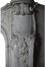 French 18Th Century Period White Statuary Marble Fireplace Surround