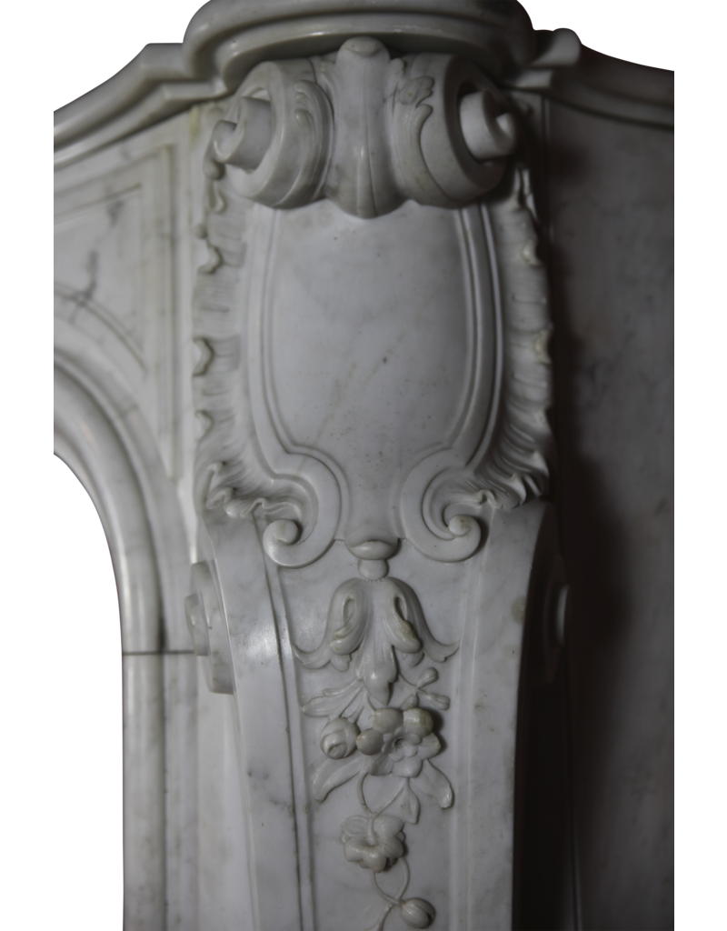 French 18Th Century Period White Statuary Marble Fireplace Surround