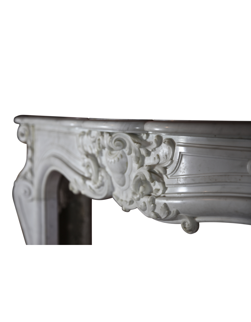 French 18Th Century Period White Statuary Marble Fireplace Surround