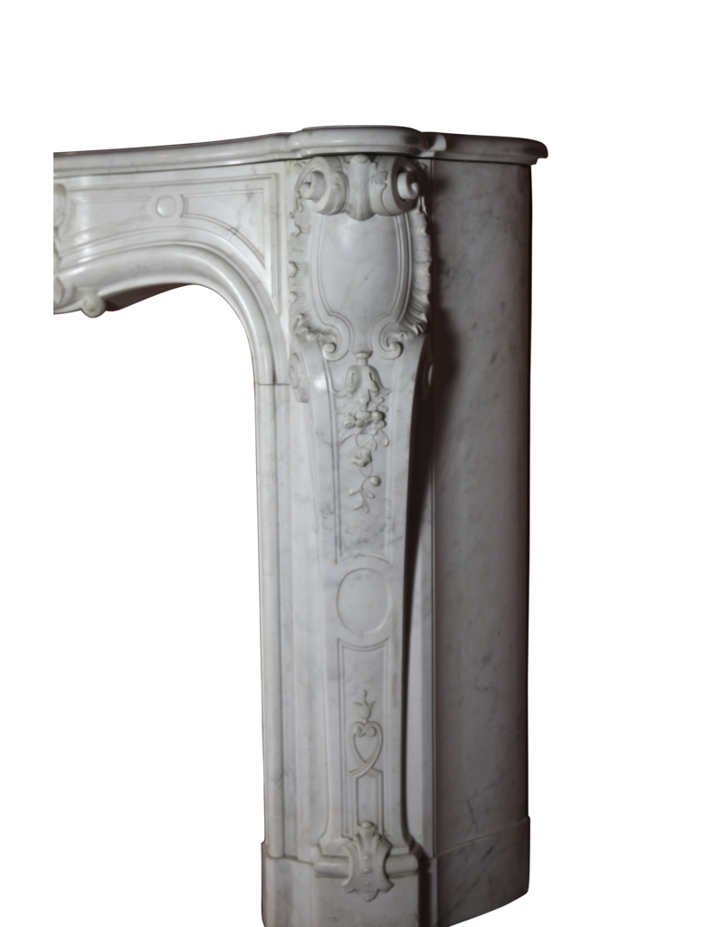 French 18Th Century Period White Statuary Marble Fireplace Surround