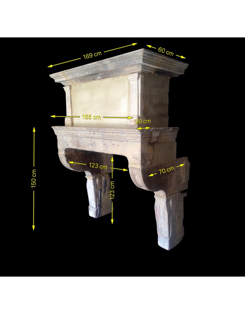 Original 17Th Century French Antique Fireplace Surround In Limestone