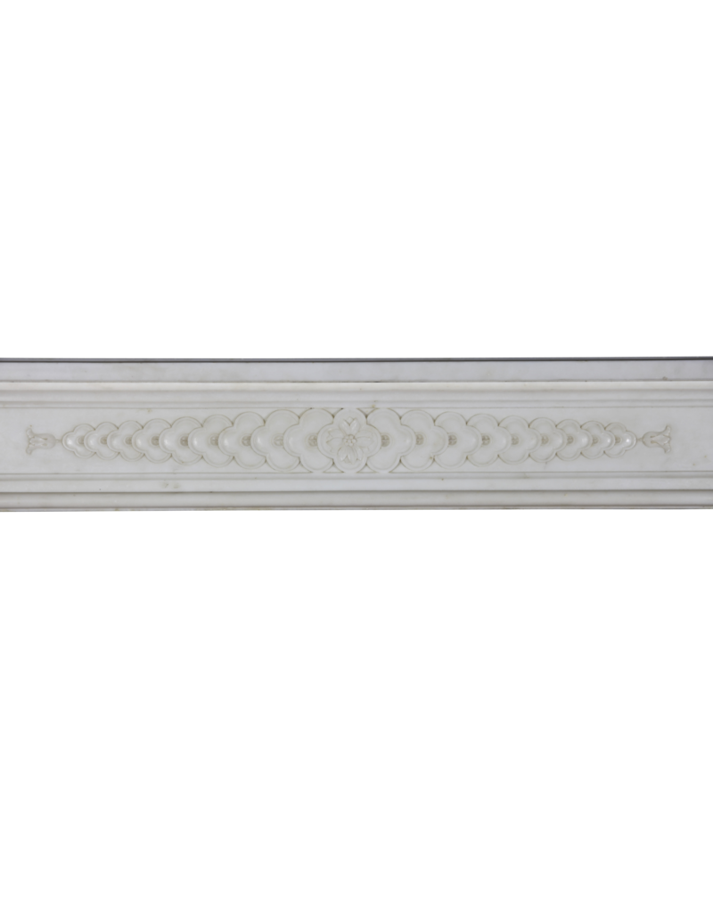 Delicate Classic French Antique Fireplace Surround In White Statury Marble